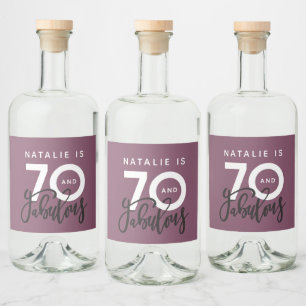 70 und fabelhaftes Geburtstagslabel Alkoholflaschenetikett