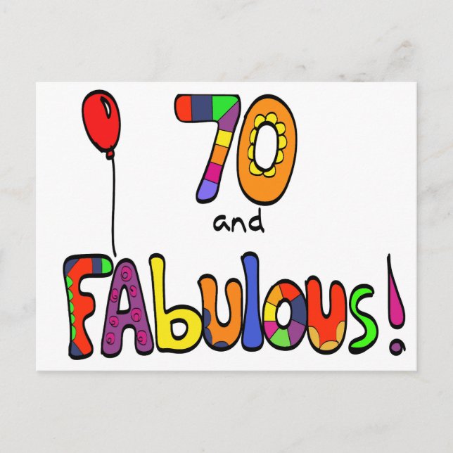 70 und fabulous 70. Geburtstag Postkarte (Vorderseite)