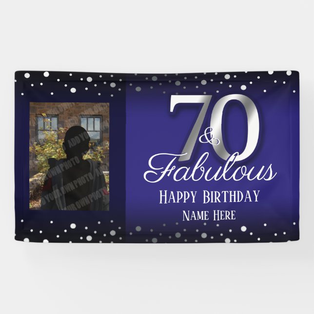 70 und Fabulous Birthday Confetti Foto Banner (Horizontal)