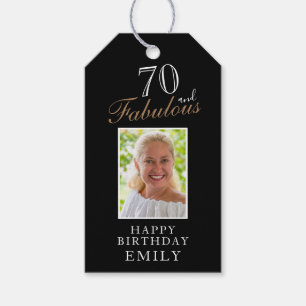 70 und fabulous Elegant Script Foto 70. Geburtstag Geschenkanhänger