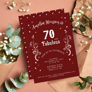 70 und Fabulous Foliage Red 70. Geburtstag Einladung