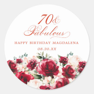 70 und fabulous Geburtstag Personalisiert Custom Runder Aufkleber
