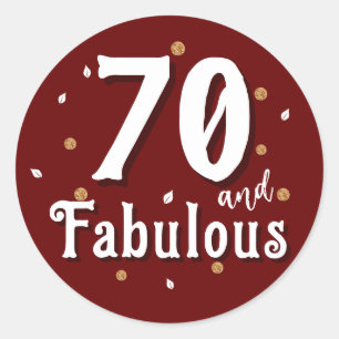 70 und Fabulous Glitzer Red 70. Geburtstag Runder Aufkleber