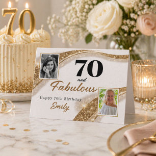 70 und Fabulous Gold Glitter Foto 70. Geburtstag Karte