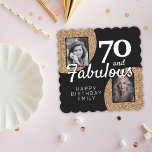 70 und fabulous Gold Glitzer 2 Foto 70. Geburtstag Untersetzer<br><div class="desc">70 und fabulous Gold Glitzer 2 Foto 70. Geburtstag Party Paper Untersetzer. Elegante Imitate Gold Glitzer auf einem schwarzen Hintergrund. Fügen Sie Ihre Fotos hinzu - Sie können ein altes und neues Foto verwenden. Geben Sie Ihren Namen und Ihr Alter ein.</div>