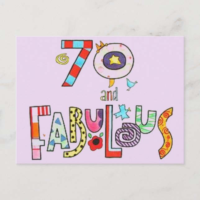 70 und fabulous Happy 70. Geburtstag Postkarte (Vorderseite)