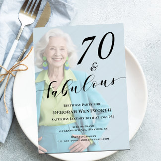 70 und Fantastisch Sechzigster Geburtstag Foto Scr Einladung