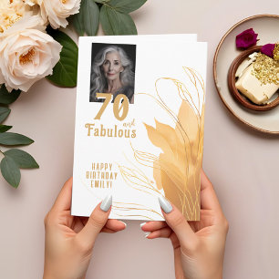 70 und fantastisches goldenes Blattwerk 70. Geburt Karte