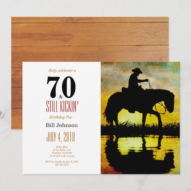 70 und Still Kickin' Geburtstagsparty Einladung (Vorne/Hinten)