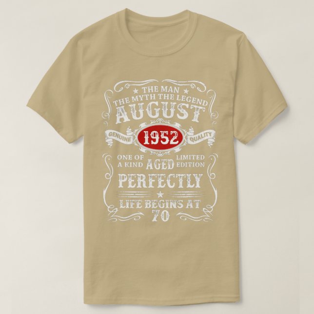 70 Year Old Gifts September 1952 Man Myth Legend 7 T-Shirt (Design vorne)