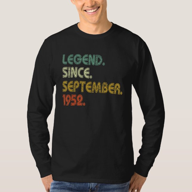 70 Years Old  Legend Since September 1952 70th Bir T-Shirt (Vorderseite)