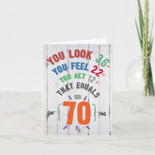 70e Anniversaire Carte Amusante - Age Equation 70