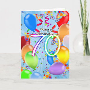 70e Anniversaire - Carte d'Anniversaire de Ballons