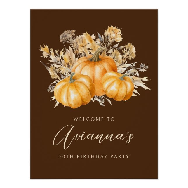 70e anniversaire Citrouille Rustic Automne Affiche (Devant)