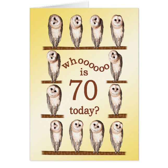 70e anniversaire, Curious owls card. (Devant)