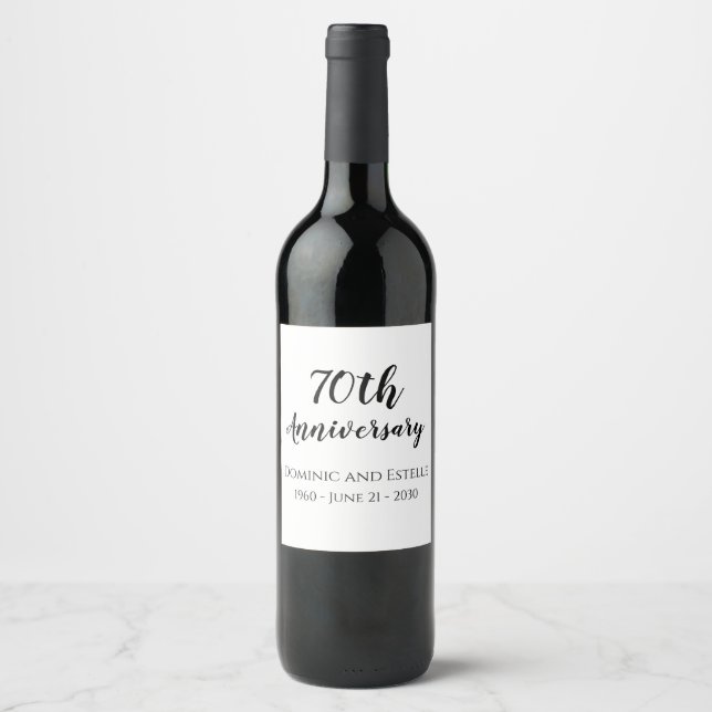 70e anniversaire de Mariage Étiquette de bouteille (Devant)