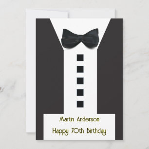 70e anniversaire 🎉 Elégante carte en tuxedo