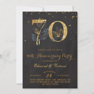 70e anniversaire Gold Floral Invitation