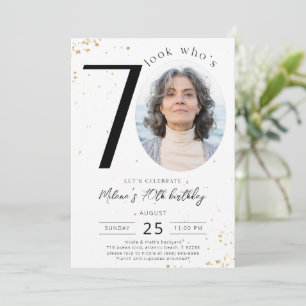 70e anniversaire Gold Invitation avec photo