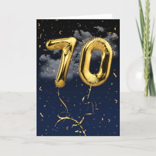 70e Anniversaire Gold Mylar Balloon et carte Confe