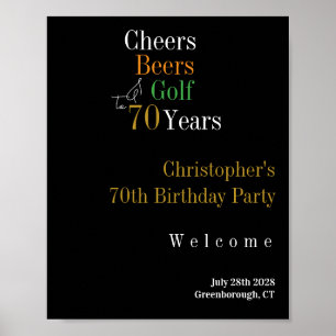 70e anniversaire Golf Cheers Beers Affiche de bien
