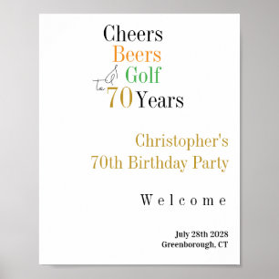 70e anniversaire Golf Cheers Bières Affiche de bie