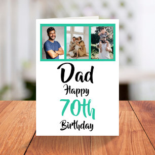 70e anniversaire heureux papa photo collage carte