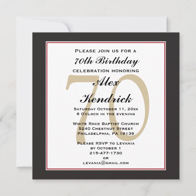 70e anniversaire Invitation (Devant)