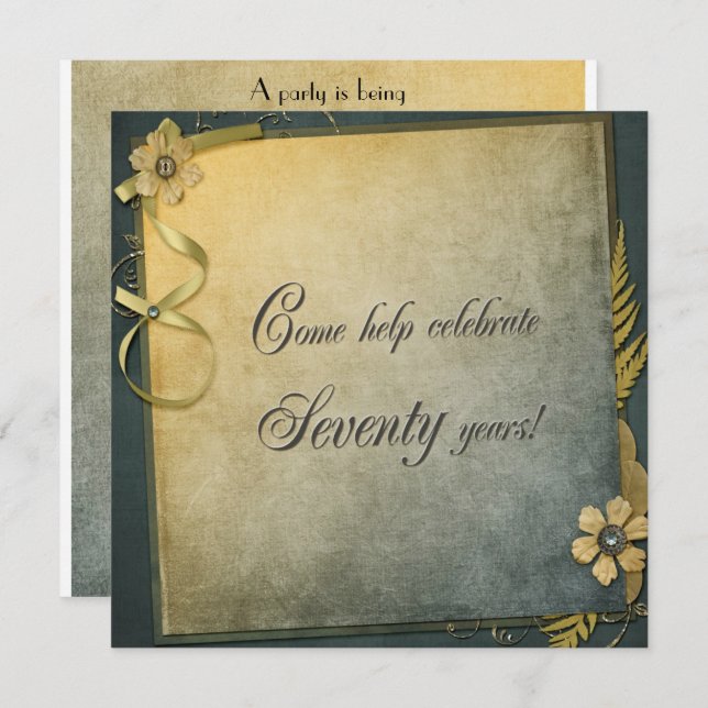 70e anniversaire Invitation à l'ancienne (Devant / Derrière)