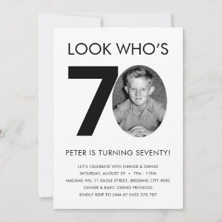 70e anniversaire Invitation avec photo
