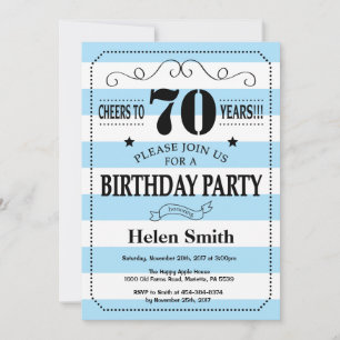 70e anniversaire Invitation Bleu et Blancs