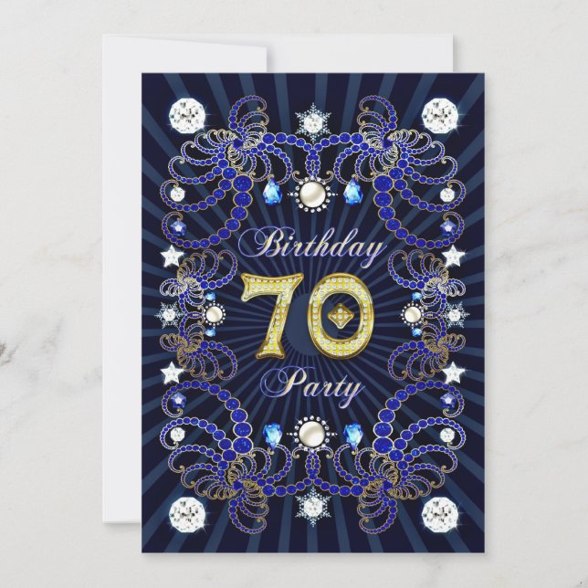70e anniversaire invitation de fête avec des masse (Devant)