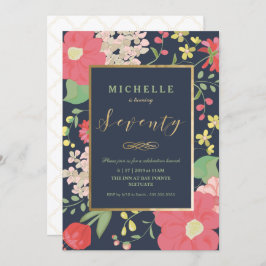 70e anniversaire Invitation - Flore élégant - Pers