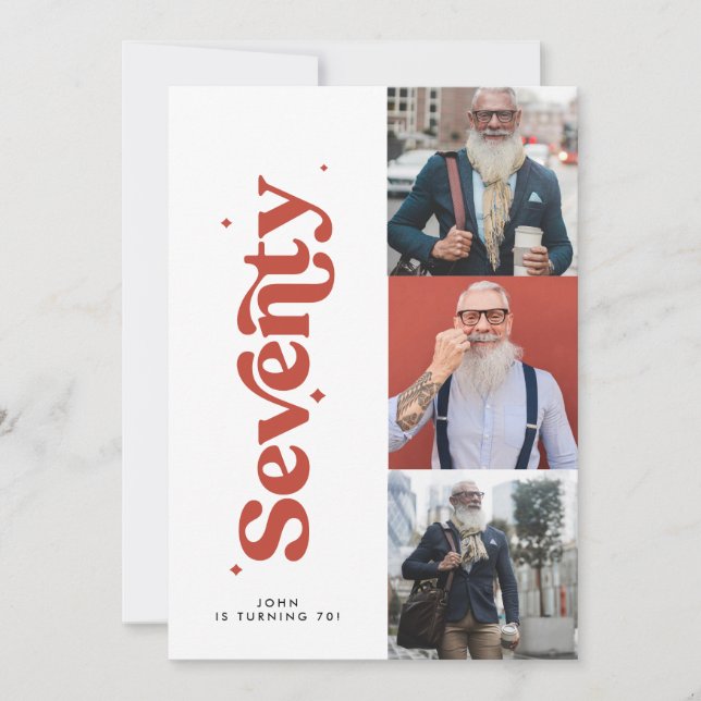 70e anniversaire invitation moderne minimaliste ph (Devant)