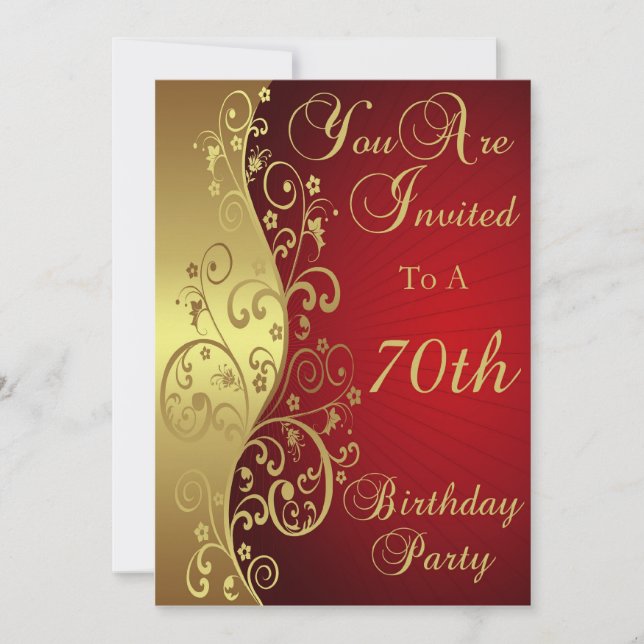 70e anniversaire Invitation personnalisée (Devant)