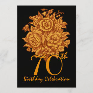 70e anniversaire Invitation Roses d'or