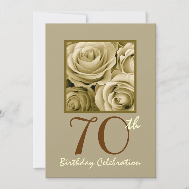 70e anniversaire Invitation Roses d'or (Devant)