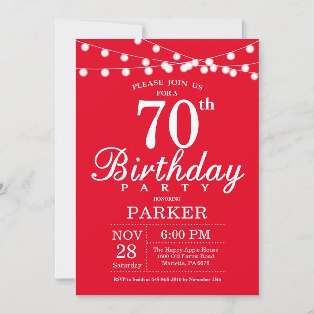 70e anniversaire Invitation Rouge (Devant)