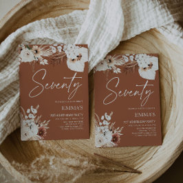 70e anniversaire Invitation Terracotta Boho Pampas