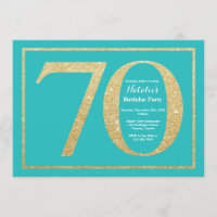 70e anniversaire Invitation Turquoise et Parties s