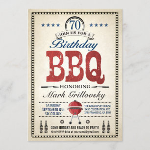 70e anniversaire Invitations au barbecue
