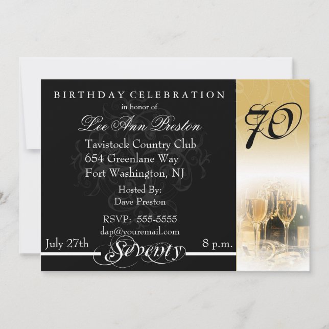 70e anniversaire Invitations de fête (Devant)