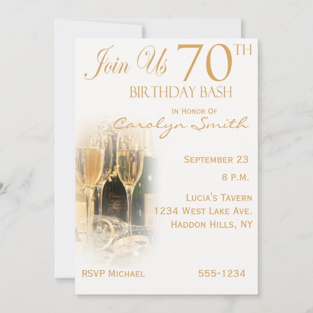 70e anniversaire Invitations de fête (Devant)