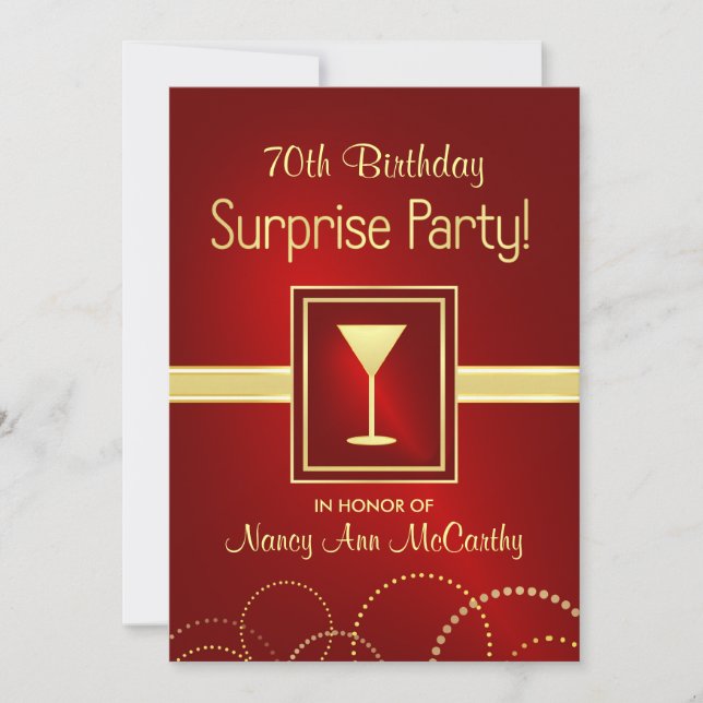 70e anniversaire Invitations de la Surprise Party (Devant)