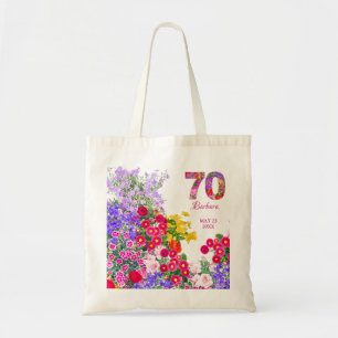 70e anniversaire invités sac fourre-tout floral