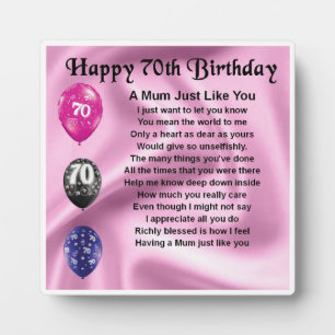 70e anniversaire maman poème Plaque