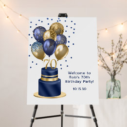 70e anniversaire Marine Blue Balloon Cake
