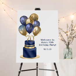 70e anniversaire Marine Blue Balloon Cake