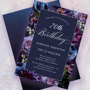 70e anniversaire Moody Purple Flower Invitation