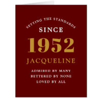 70e anniversaire Nom 1952 Red Gold Elegant Card 